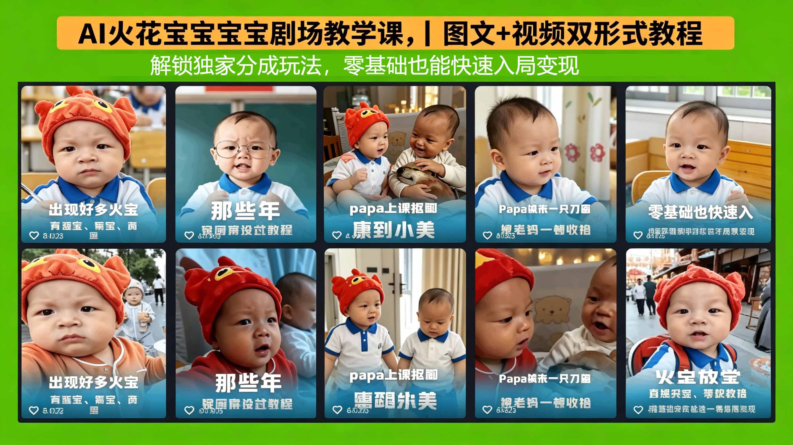 AI火花宝宝宝宝剧场教学课，图文+视频双形式教程，解锁独家分成玩法，零基础也能快速入局变现-俊哥