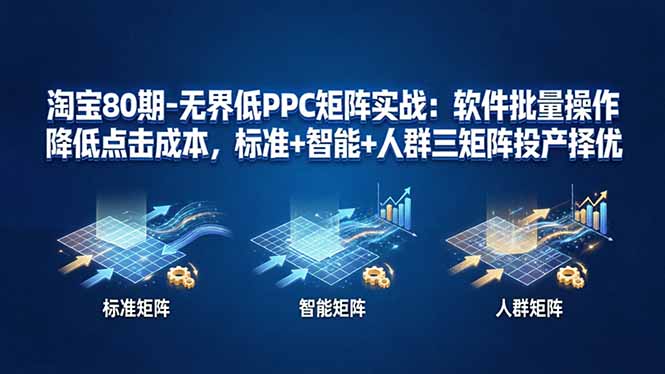 淘宝80期-无界低PPC矩阵实战：软件批量操作降低点击成本，标准+智能+人群三矩阵投产择优-俊哥