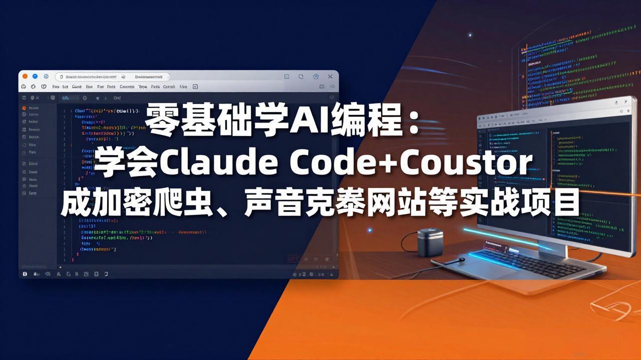 零基础学AI编程：学会Claude Code+Cursor完成加密爬虫、声音克隆网站等实战项目-俊哥