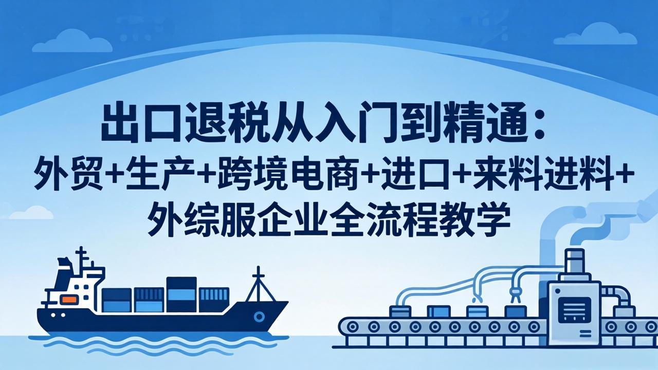 出口退税从入门到精通：外贸+生产+跨境电商+进口+来料进料+外综服企业全流程教学-俊哥