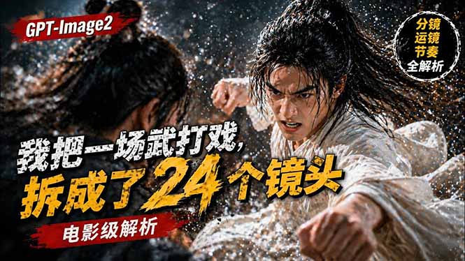 用GPT-Image2，把一段武打对决拆成24个连续镜头，从人物建立、动作衔接、运镜节奏，到情绪爆发-俊哥