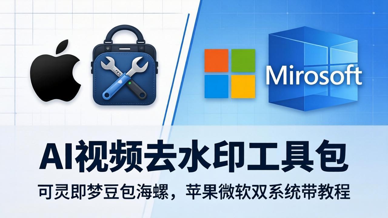 AI视频去水印工具包：可灵即梦豆包海螺，苹果微软双系统带教程-俊哥