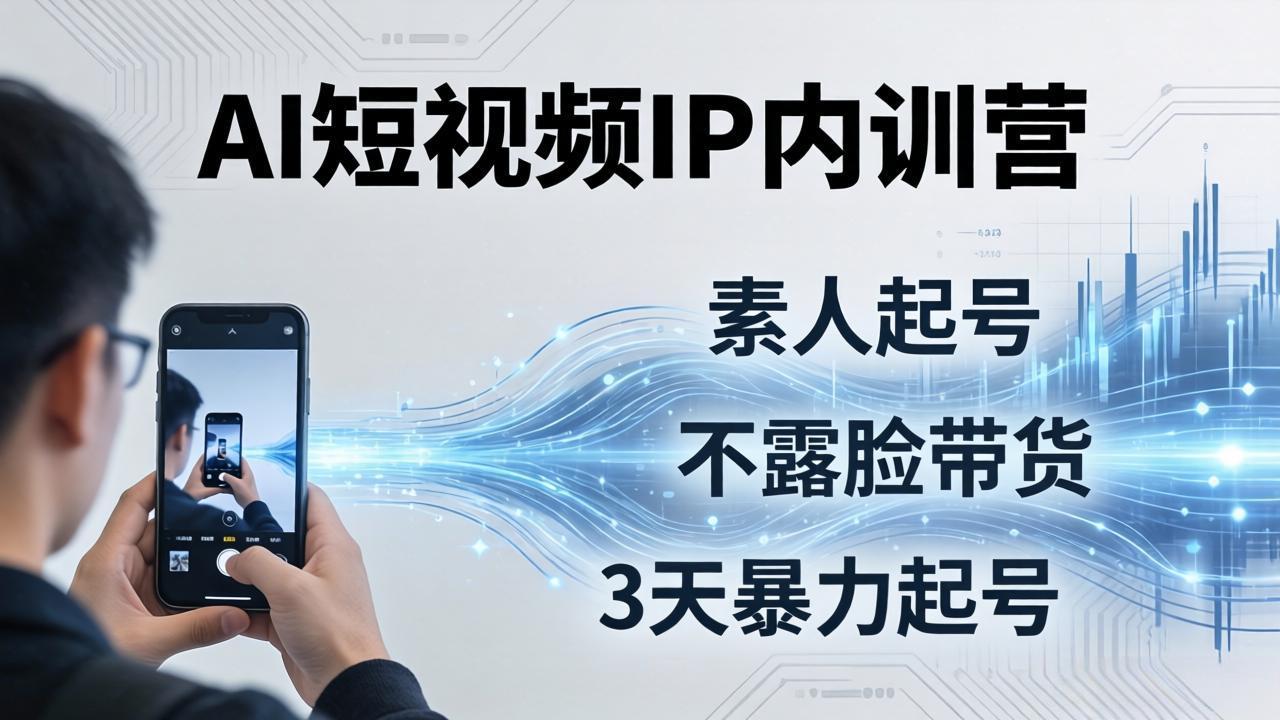 2026AI短视频IP内训营：从素人起号到不露脸带货，3天暴力起号全流程拆解-俊哥