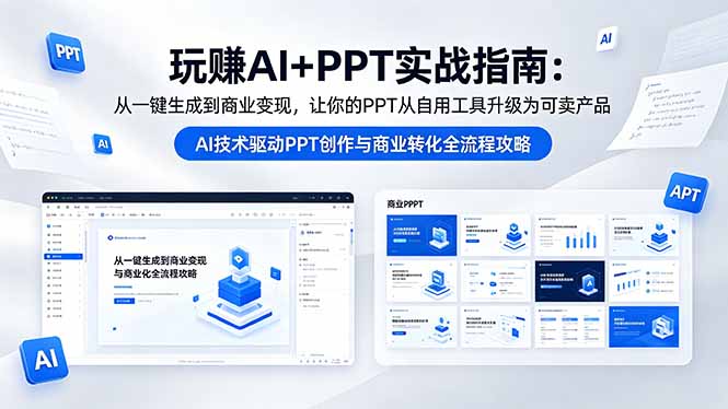 玩赚AI+PPT实战指南-更新5月13:从一键生成到商业变现,让你的PPT从自用工具升级为可卖产品-俊哥