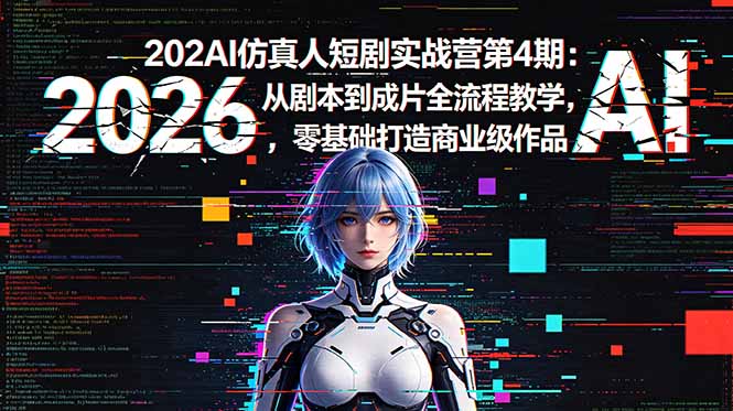 2026AI仿真人短剧实战营第4期:从剧本到成片全流程教学,零基础打造商业级作品-俊哥