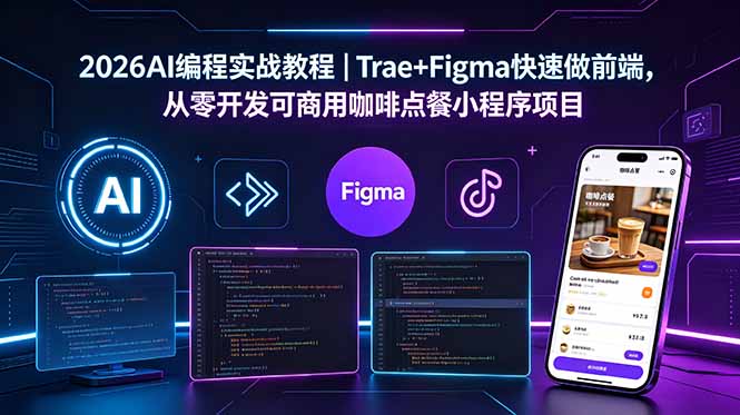 2026AI编程实战教程|Trae+Figma快速做前端,从零开发可商用咖啡点餐小程序项目-俊哥