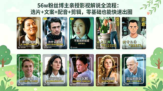 56万粉丝博主亲授影视解说全流程:选片+文案+配音+剪辑,零基础也能快速出圈-俊哥
