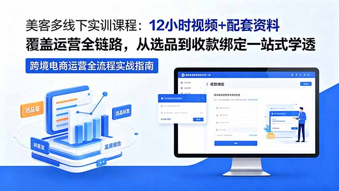 美客多线下实训课程:12小时视频+配套资料覆盖运营全链路,从选品到收款绑定一站式学透-俊哥
