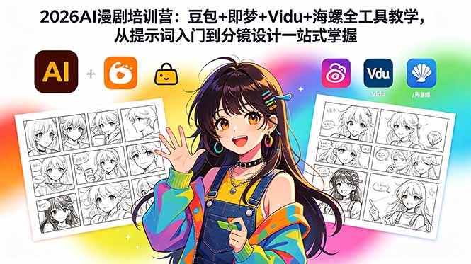 2026AI漫剧培训营：豆包+即梦+Vidu+海螺全工具教学，从提示词入门到分镜设计一站式掌握-俊哥