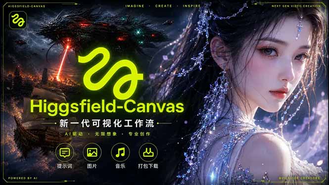 Higgsfield Canvas AI视频制作详解,节点式工作流搭建,重构新式视频创作完整教程-俊哥