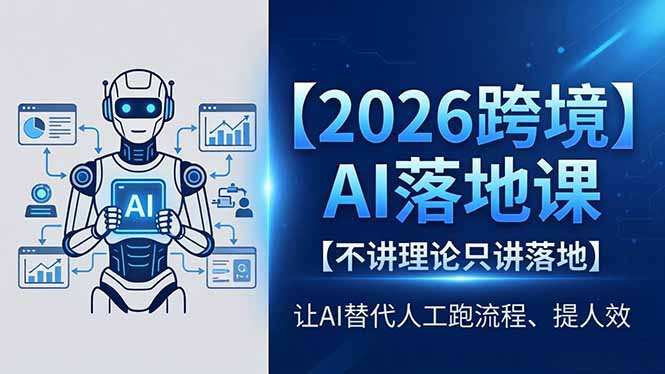 2026跨境AI落地课,不讲理论只讲落地,让AI替代人工跑流程、提人效-俊哥