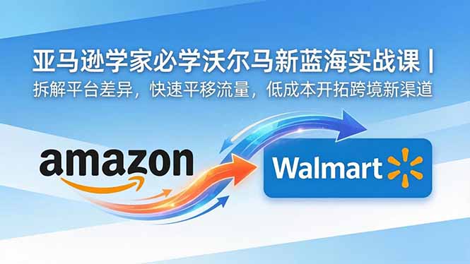 亚马逊卖家必学沃尔玛新蓝海实战课|拆解平台差异,快速平移流量,低成本开拓跨境新渠道-俊哥