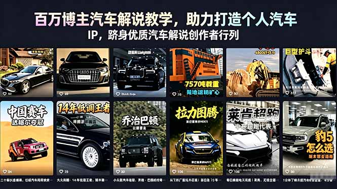 百万博主汽车解说教学,助力打造个人汽车 IP,跻身优质汽车解说创作者行列-俊哥