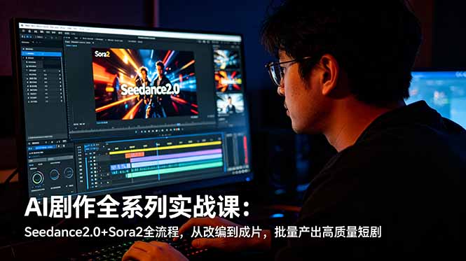AI剧作全系列实战课:Seedance2.0+Sora2全流程,从改编到成片,批量产出高质量短剧-俊哥