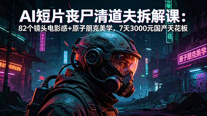 AI短片《丧尸清道夫》拆解课:82个镜头电影感+原子朋克美学,7天3000元国产天花板-俊哥