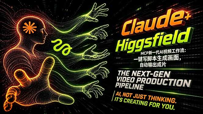 Claude+Higgsfield MCP新一代AI视频工作流:一键写脚本生成画面,自动输出成片-俊哥