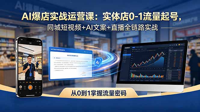 AI爆店实战运营课:实体店0-1流量起号,同城短视频+AI文案+直播全链路实战-俊哥