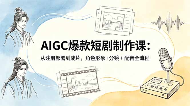 AIGC爆款短剧制作课:从注册部署到成片,角色形象+分镜+配音全流程-俊哥