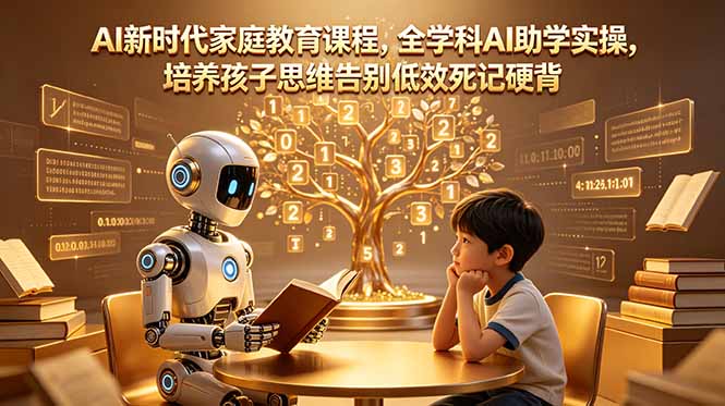 AI新时代家庭教育课程，全学科AI助学实操，培养孩子思维告别低效死记硬背-俊哥