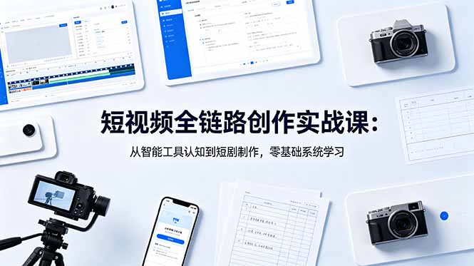 短视频全链路创作实战课:从智能工具认知到短剧制作,零基础系统学习-俊哥