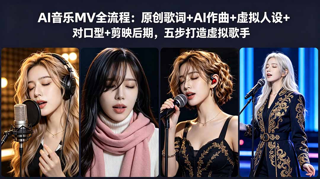 AI音乐MV全流程:原创歌词+AI作曲+虚拟人设+对口型+剪映后期,五步打造虚拟歌手-俊哥