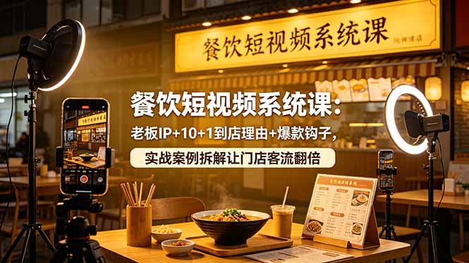 餐饮短视频系统课：老板IP+10+1到店理由+爆款钩子，实战案例拆解让门店客流翻倍-俊哥