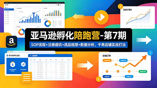 亚马逊孵化陪跑营-第7期：SOP流程+注册避坑+选品梳理+数据分析，千单店铺实战打法-俊哥