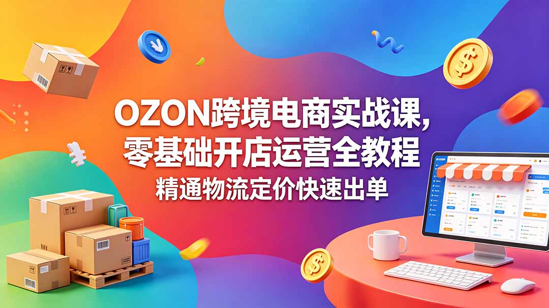 OZON 跨境电商实战课，零基础开店运营全教程，精通物流定价快速出单-俊哥