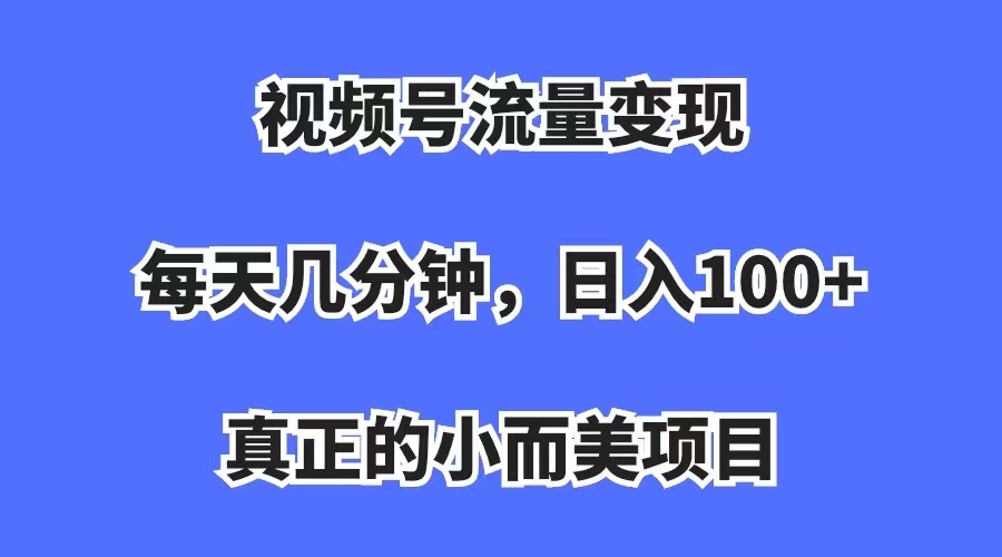 视频号流量变现，每天几分钟，收入100 ，真正的小而美项目-优优资源网