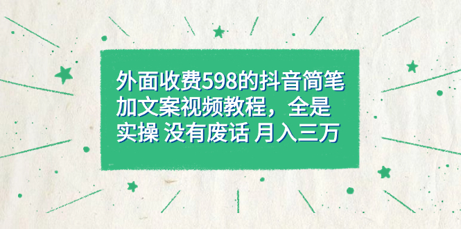 外面收费598抖音简笔加文案教程，全是实操 没有废话 月入三万（教程 资料）-优优资源网