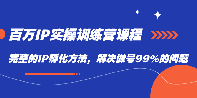 百万IP实战训练营课程，完整的IP孵化方法，解决做号99%的问题-优优资源网