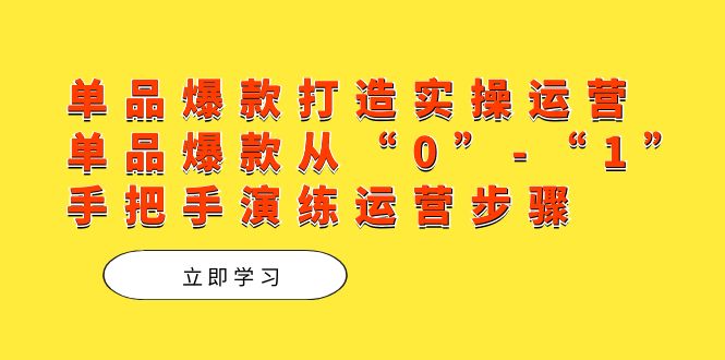 单品爆款打造实操运营，单品爆款从“0”-“1”手把手演练运营步骤-优优资源网