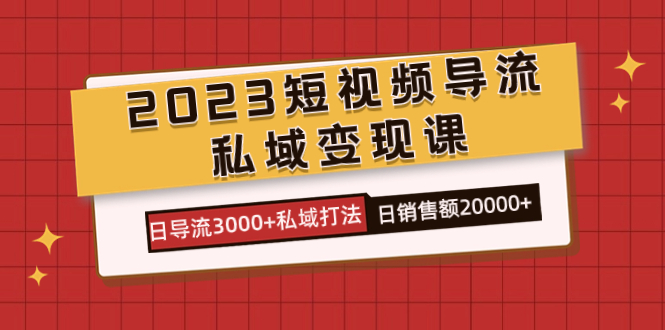 2023短视频导流·私域变现课，日导流3000 私域打法  日销售额2w-优优资源网