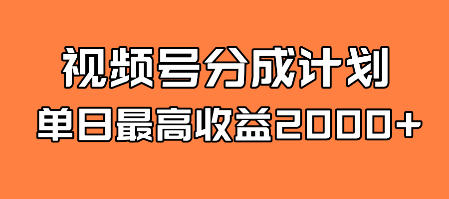 全新蓝海 视频号掘金计划 日入2000-优优资源网