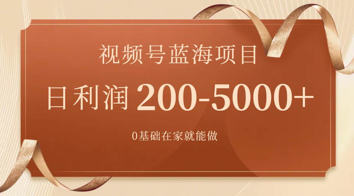 视频号蓝海项目，0基础在家也能做，一天200-5000 【附266G资料】-优优资源网