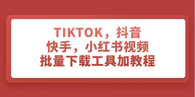 TIKTOK，抖音，快手，小红书视频批量下载工具加教程-优优资源网