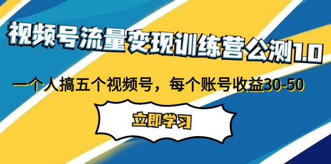 视频号流量变现训练营公测1.0：一个人搞五个视频号，每个账号收益30-50-优优资源网