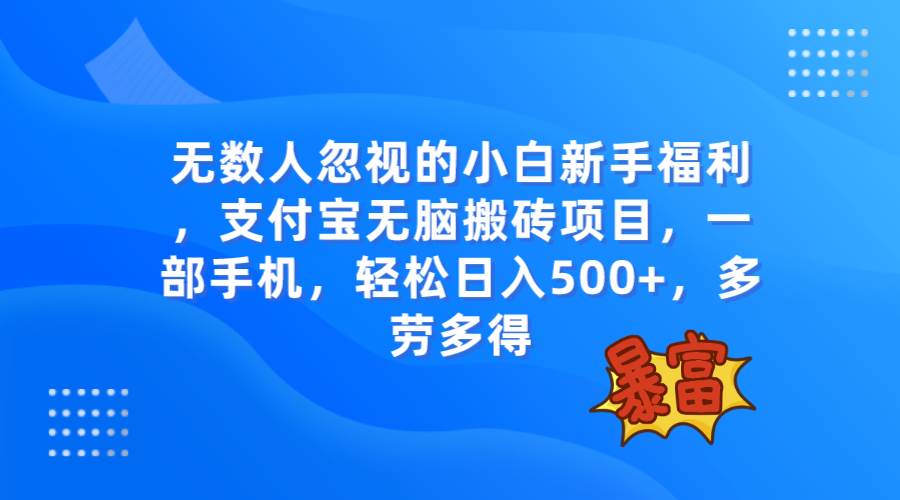 无数人忽视的项目，支付宝无脑搬砖项目，一部手机即可操作，轻松日入500-优优资源网