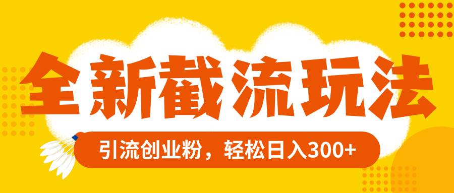 全新截流玩法，精准引流创业粉，轻松日入300-优优资源网