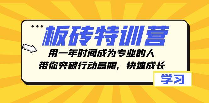 板砖特训营，用一年时间成为专业的人，带你突破行动局限，快速成长-优优资源网