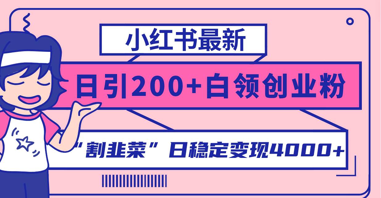 小红书最新日引200 创业粉”割韭菜“日稳定变现4000 实操教程！-优优资源网