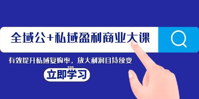 全域公 私域盈利商业大课，有效提升私域复购率，放大利润且持续变现-优优资源网