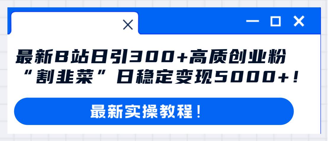 最新B站日引300 高质创业粉教程！“割韭菜”日稳定变现5000 ！-优优资源网