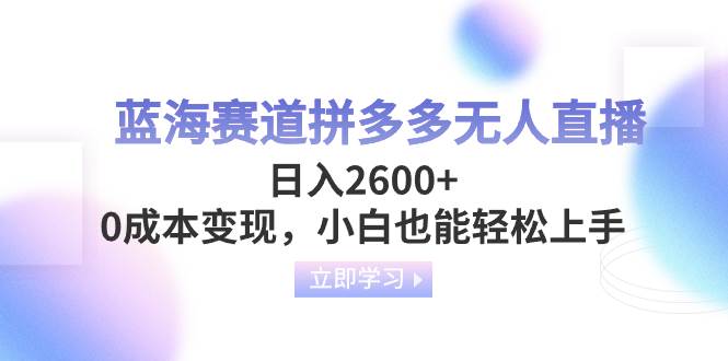 蓝海赛道拼多多无人直播，日入2600 ，0成本变现，小白也能轻松上手-优优资源网