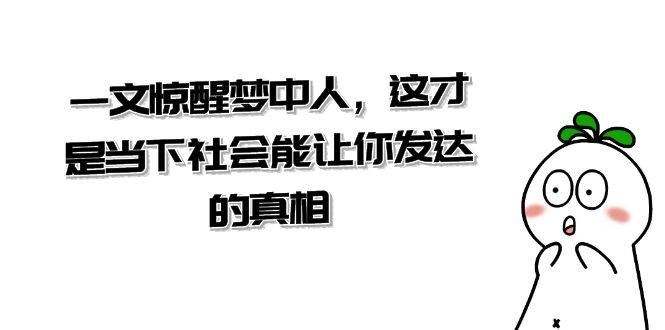 某公众号付费文章《一文 惊醒梦中人，这才是当下社会能让你发达的真相》-优优资源网