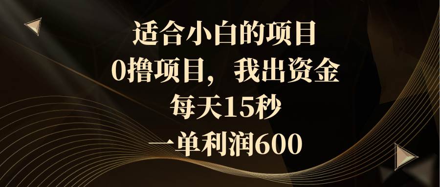 适合小白的项目，0撸项目，我出资金，每天15秒，一单利润600-优优资源网