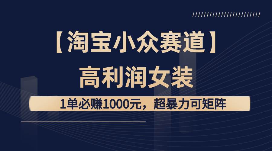 【淘宝小众赛道】高利润女装：1单必赚1000元，超暴力可矩阵-优优资源网