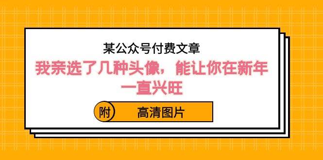 某公众号付费文章：我亲选了几种头像，能让你在新年一直兴旺（附高清图片）-优优资源网