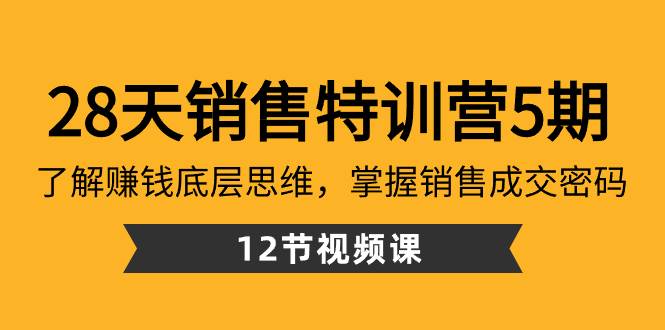 28天·销售特训营5期：了解赚钱底层思维，掌握销售成交密码（12节课）-优优资源网