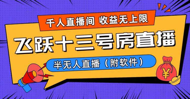 爆火飞跃十三号房半无人直播，一场直播上千人，日入过万！（附软件）-优优资源网
